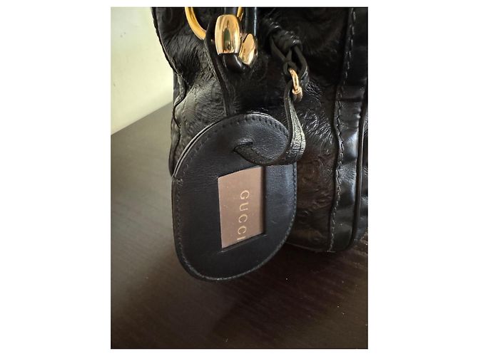 Boston Techno Tag bag pelle guccissima Nero - vista 5
