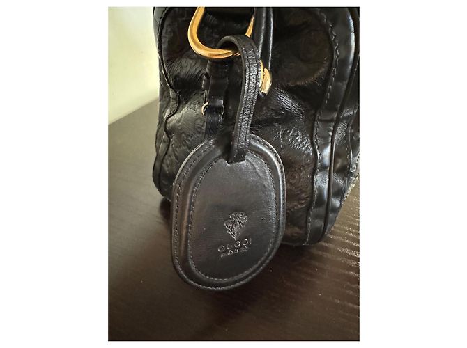 Boston Techno Tag bag pelle guccissima Nero - vista 7