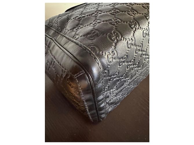 Boston Techno Tag bag pelle guccissima Nero - vista 8
