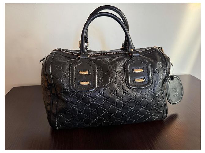 Boston Techno Tag bag pelle guccissima Nero - vista 9
