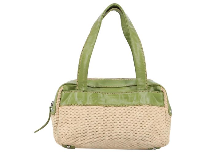 CHANEL Borsa a mano in cotone beige CC Auth 102761 - vista 13