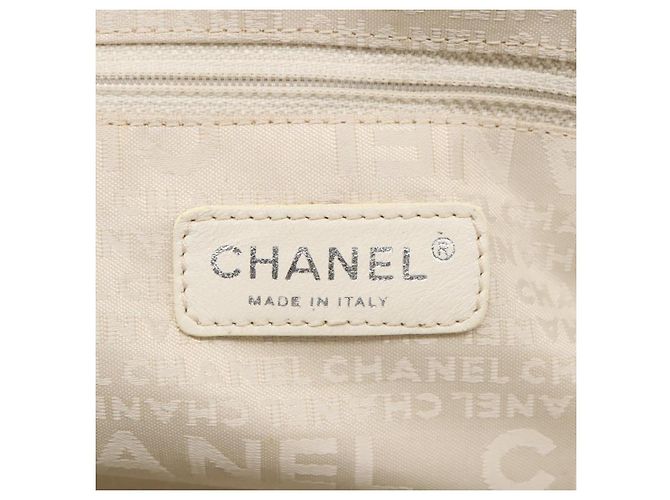 CHANEL Borsa a mano in cotone beige CC Auth 102761 - vista 17