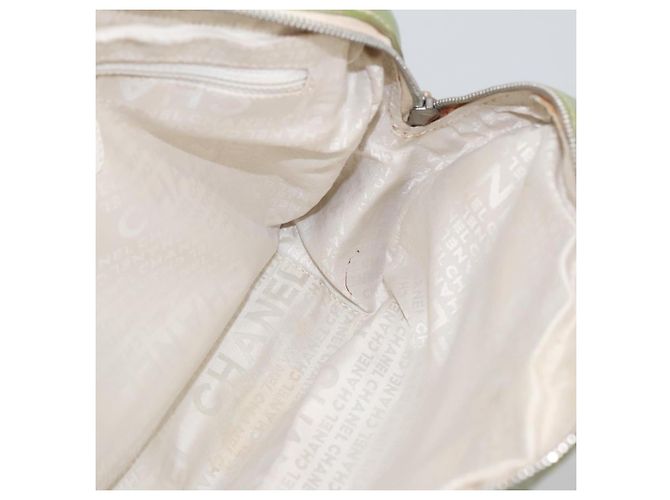 CHANEL Borsa a mano in cotone beige CC Auth 102761 - vista 18
