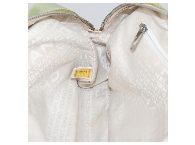 CHANEL Borsa a mano in cotone beige CC Auth 102761 - vista 19