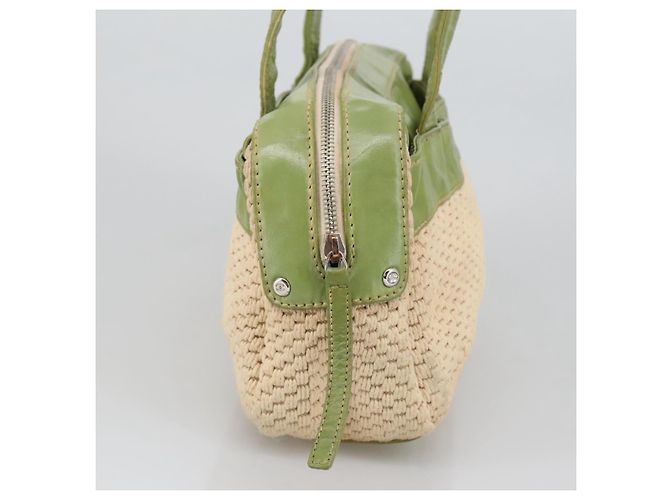 CHANEL Borsa a mano in cotone beige CC Auth 102761 - vista 3
