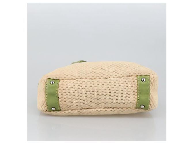 CHANEL Borsa a mano in cotone beige CC Auth 102761 - vista 5