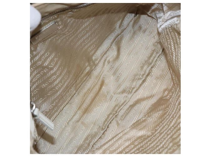 PRADA Borsa a Spalla Nylon Beige Argento Auth 103773 - vista 10