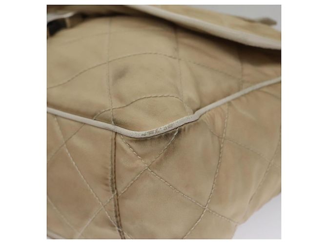 PRADA Borsa a Spalla Nylon Beige Argento Auth 103773 - vista 15