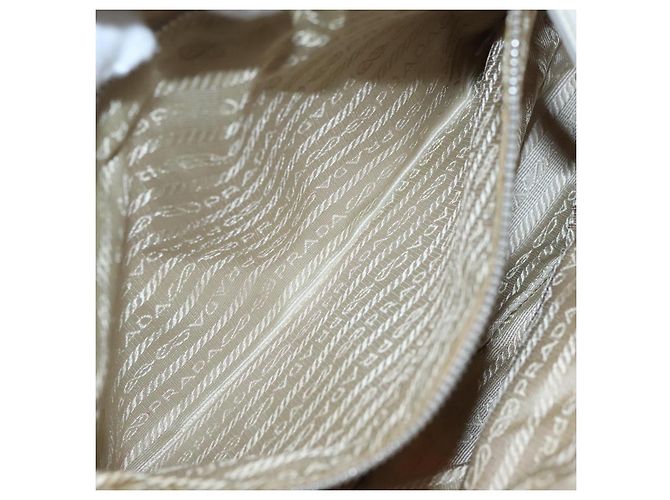 PRADA Borsa a Spalla Nylon Beige Argento Auth 103773 - vista 24