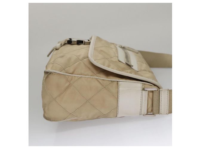 PRADA Borsa a Spalla Nylon Beige Argento Auth 103773 - vista 3