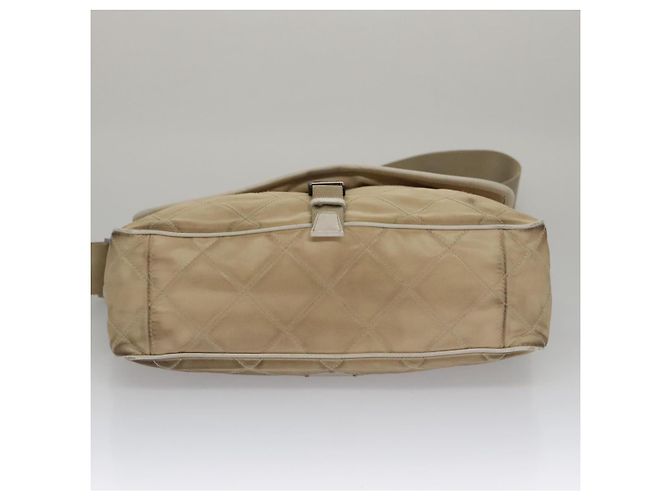 PRADA Borsa a Spalla Nylon Beige Argento Auth 103773 - vista 5