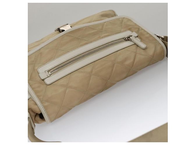 PRADA Borsa a Spalla Nylon Beige Argento Auth 103773 - vista 6