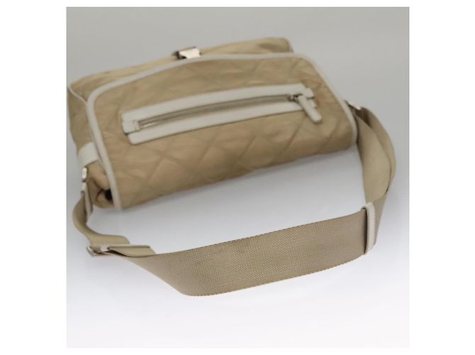 PRADA Borsa a Spalla Nylon Beige Argento Auth 103773 - vista 7