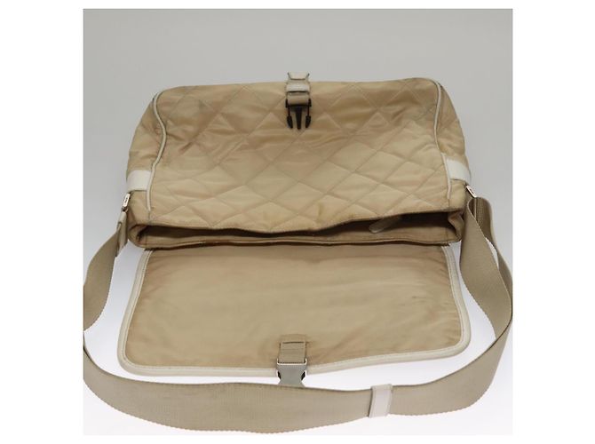 PRADA Borsa a Spalla Nylon Beige Argento Auth 103773 - vista 9