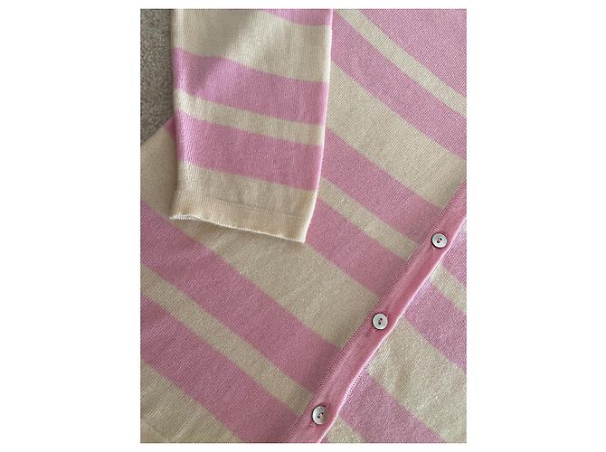 Barrie Cardigan rosa / vanille Wolle, Seide, Kaschmir Größe 38-40-42 Pink Gelb - Ansicht 4