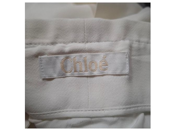 Pantaloni oversize con dettagli sulle tasche Chloé Crepe in acetato bianco Crudo - vista 3