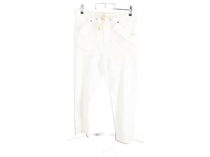 Pantaloni oversize con dettagli sulle tasche Chloé Crepe in acetato bianco Crudo - vista 4