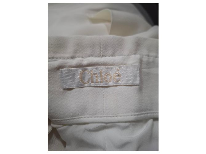 Pantaloni oversize con dettagli sulle tasche Chloé Crepe in acetato bianco Crudo - vista 6