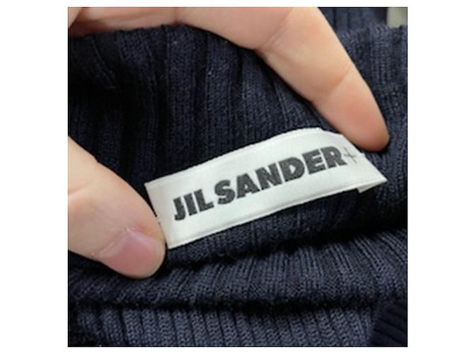 Jil Sander Ripp-Turtleneck-Pullover aus marineblauer Wolle - Ansicht 3