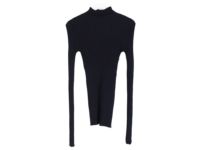 Jil Sander Ripp-Turtleneck-Pullover aus marineblauer Wolle - Ansicht 4