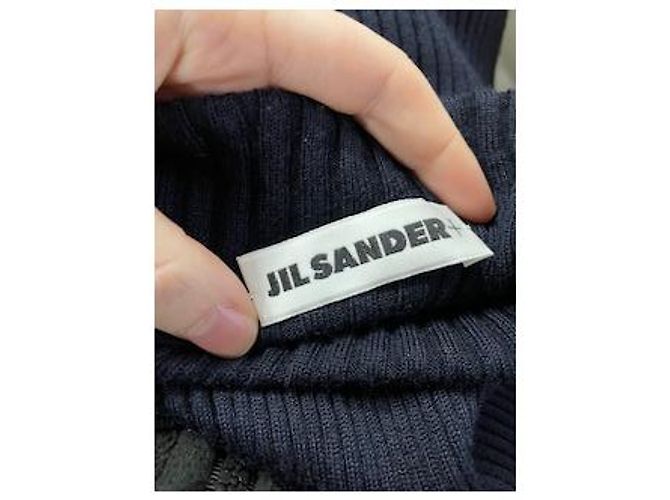Jil Sander Ripp-Turtleneck-Pullover aus marineblauer Wolle - Ansicht 6
