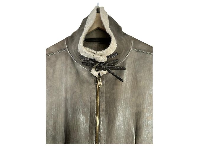 Autre Marque Abrigo largo de cuero SALVATORE SANTORO Marrón Gris Castaño - vista 5
