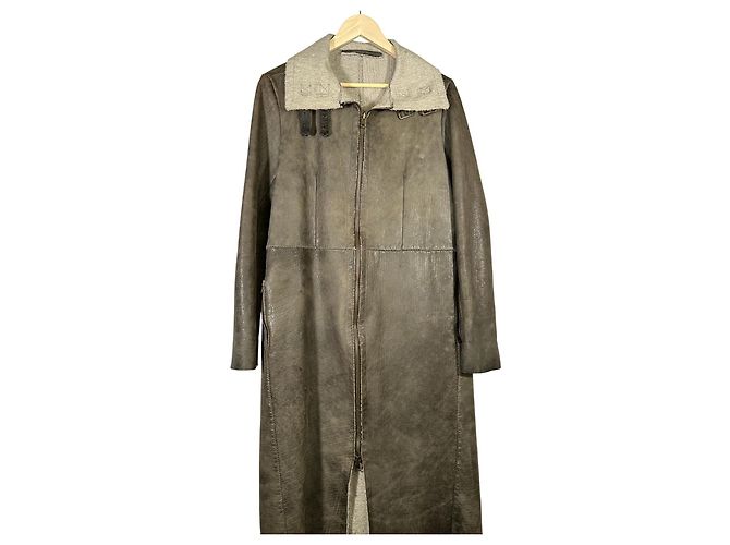Autre Marque Abrigo largo de cuero SALVATORE SANTORO Marrón Gris Castaño - vista 7