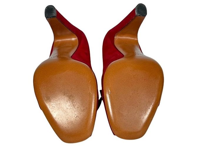 Alaïa Peep Toe Bow Pumps Cutout Suede Heels Bordeaux Red - view 6