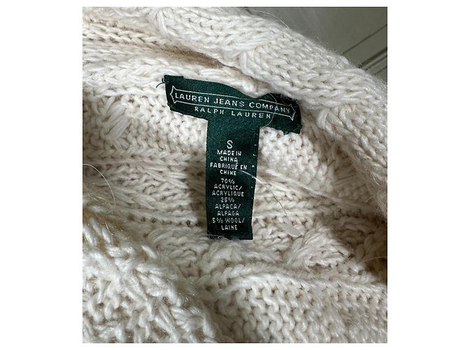 Ralph Lauren Cardigan Elfenbein Wolle Alpaka Weiß - Ansicht 5