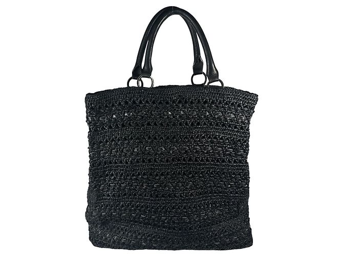 Autre Marque HELEN KAMINSKI Grande borsa a spalla intrecciata in rafia e pelle nera Nero - vista 2