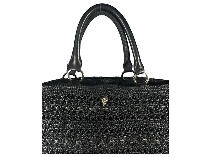 Autre Marque HELEN KAMINSKI Grande borsa a spalla intrecciata in rafia e pelle nera Nero - vista 3