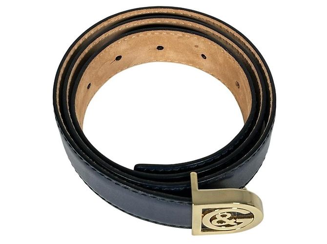 Dolce & Gabbana D&G Logo Schnalle Gürtel Blau Leder Gold hardware - Ansicht 2