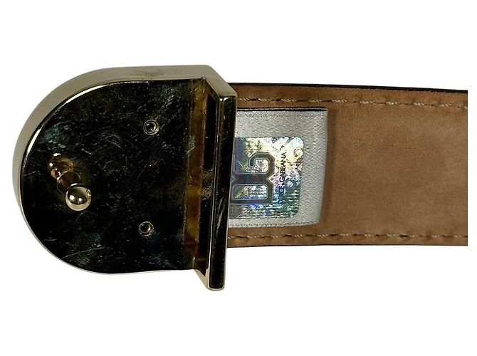Dolce & Gabbana D&G Logo Schnalle Gürtel Blau Leder Gold hardware - Ansicht 7