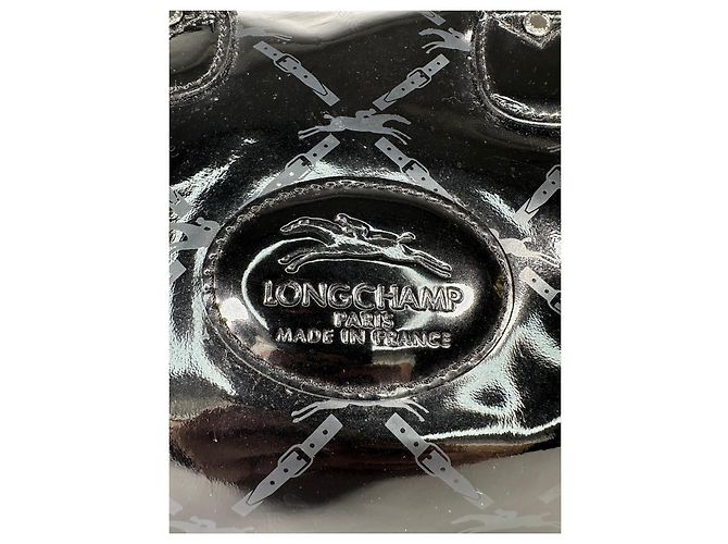 Borsa da bowling Longchamp Boston in pelle verniciata nera Nero - vista 2