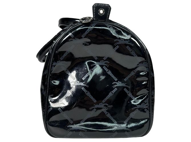 Borsa da bowling Longchamp Boston in pelle verniciata nera Nero - vista 3
