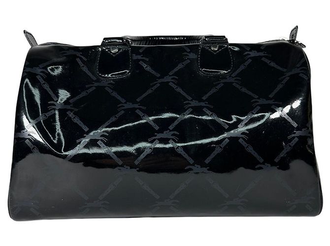 Borsa da bowling Longchamp Boston in pelle verniciata nera Nero - vista 4