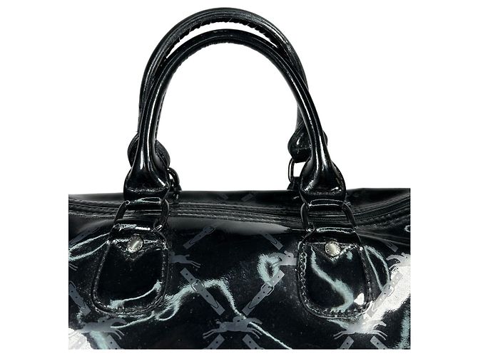 Borsa da bowling Longchamp Boston in pelle verniciata nera Nero - vista 5
