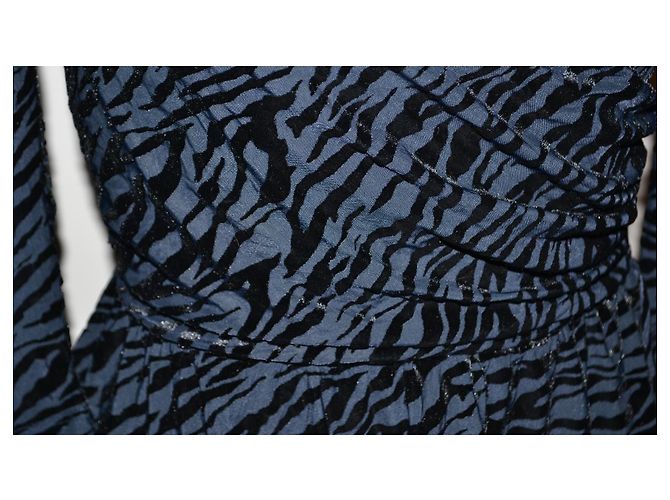 Ganni Kleid Schwarz Blau Synthetik - Ansicht 2