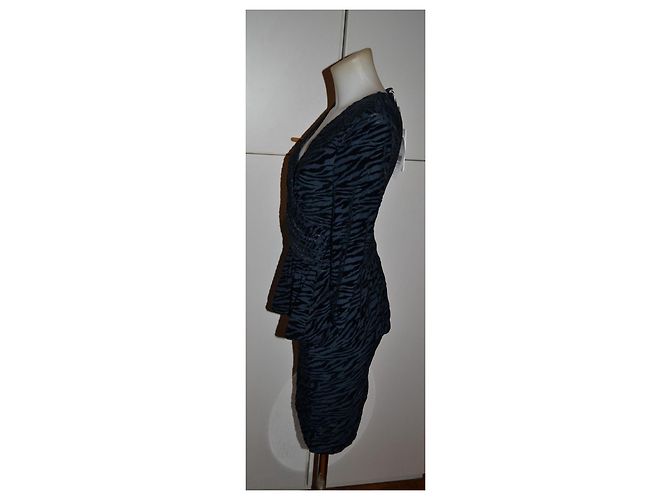 Ganni Kleid Schwarz Blau Synthetik - Ansicht 3