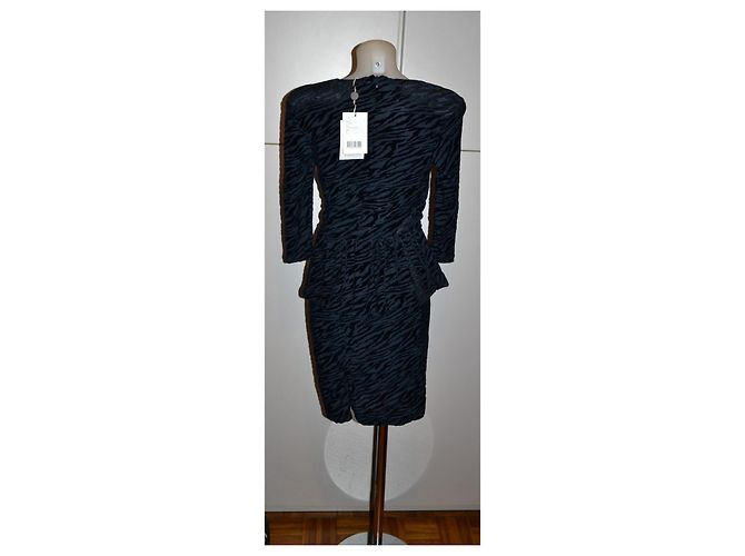 Ganni Kleid Schwarz Blau Synthetik - Ansicht 4