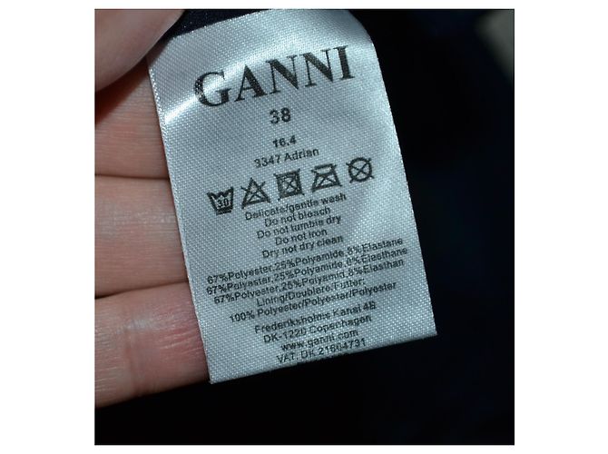 Ganni Kleid Schwarz Blau Synthetik - Ansicht 6