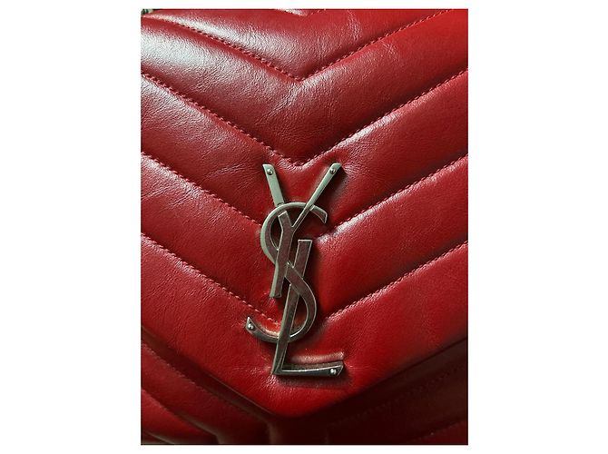 Sac à main Saint Laurent Loulou en cuir rouge taille medium - vue 6