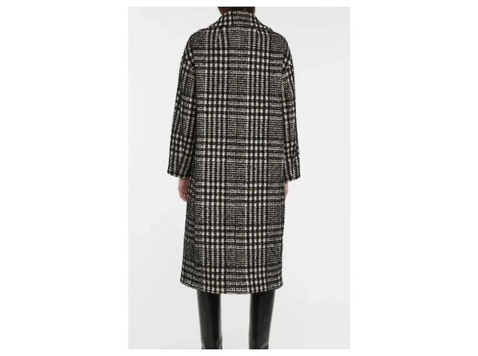 Max Mara Abrigo de Lana a Cuadros Angio Negro Blanco - vista 10