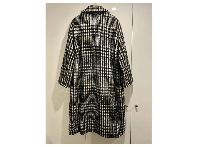 Max Mara Abrigo de Lana a Cuadros Angio Negro Blanco - vista 3