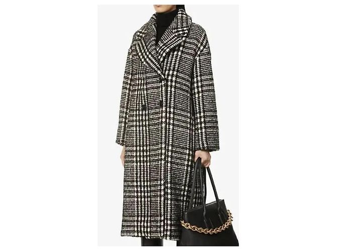 Max Mara Abrigo de Lana a Cuadros Angio Negro Blanco - vista 8