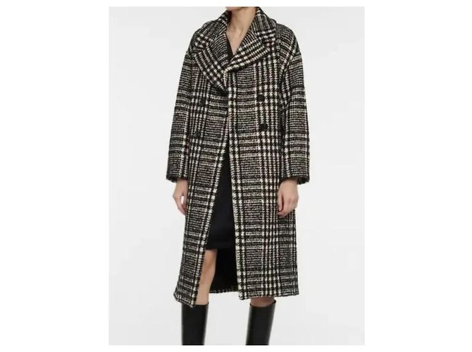 Max Mara Abrigo de Lana a Cuadros Angio Negro Blanco - vista 9