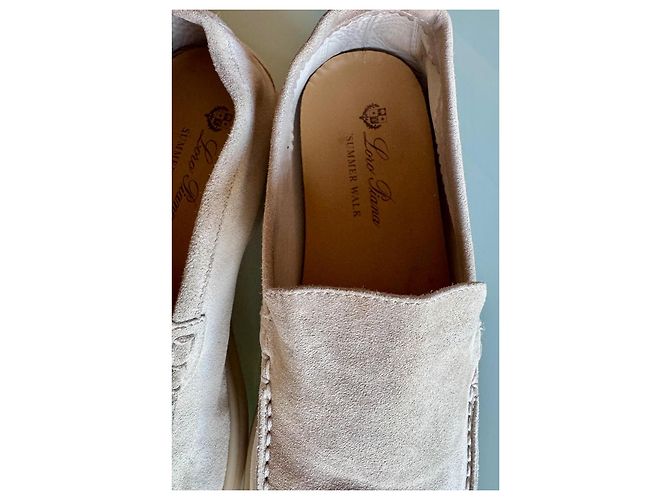 Mocassini Loro Piana Summer Walk beige in pelle di vitello - vista 2