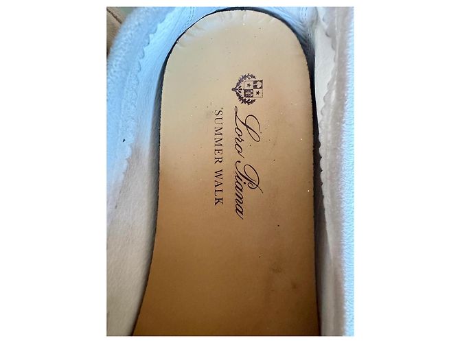 Mocassini Loro Piana Summer Walk beige in pelle di vitello - vista 3