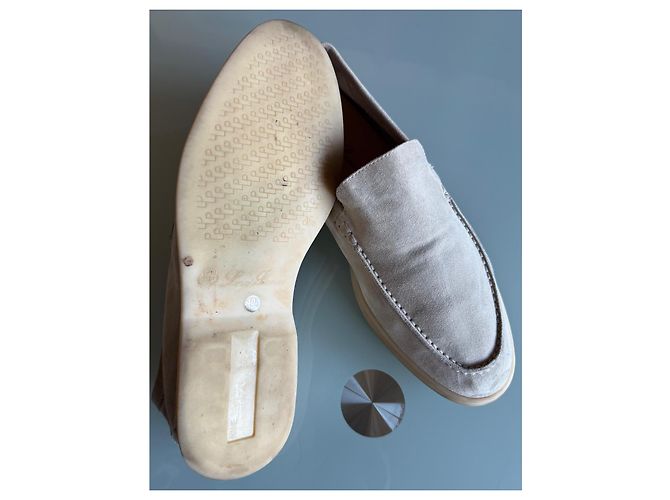 Mocassini Loro Piana Summer Walk beige in pelle di vitello - vista 4