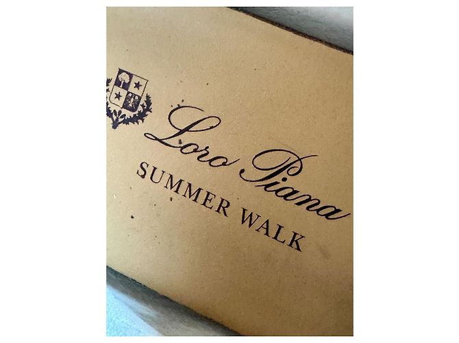 Mocassini Loro Piana Summer Walk beige in pelle di vitello - vista 8